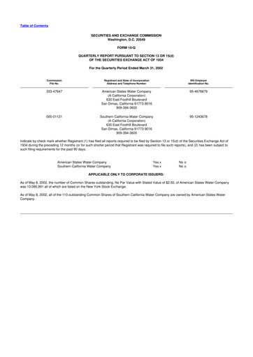 Vorschaubild American States Water
 10-Q Quartalsbericht  