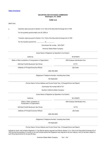 Vorschaubild American States Water
 10-Q Quartalsbericht  