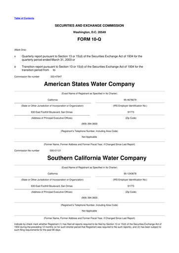 Vorschaubild American States Water
 10-Q Quartalsbericht  