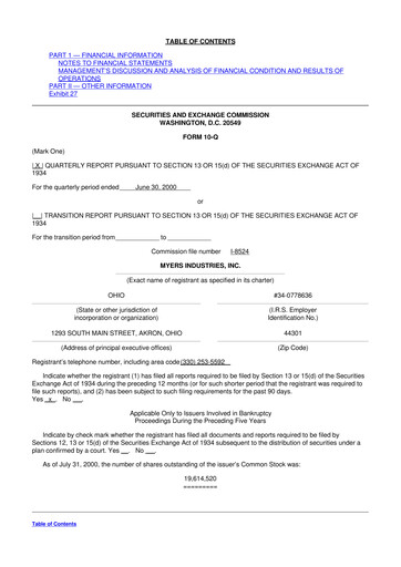 Thumbnail Myers Industries 10-Q Quarterly Report FY 