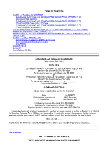Thumbnail Cleveland-Cliffs 10-Q Quarterly Report FY 