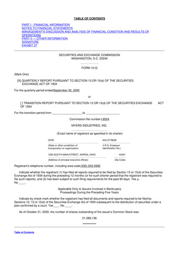 Thumbnail Myers Industries 10-Q Quarterly Report FY 