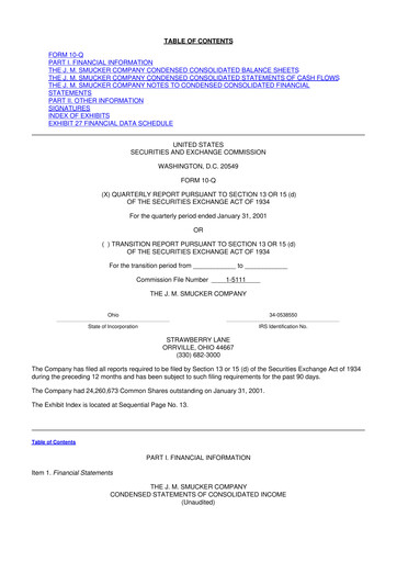 Thumbnail J.M. Smucker Company 10-Q Quarterly Report FY 