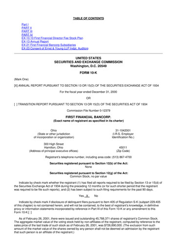 Thumbnail First Financial Bank
 10-K Annual Report 