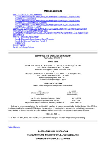Thumbnail Cleveland-Cliffs 10-Q Quarterly Report FY 