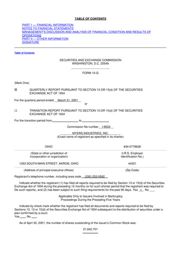 Thumbnail Myers Industries 10-Q Quarterly Report FY 