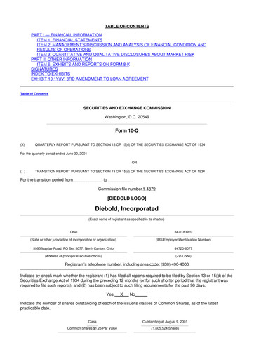 Miniature Diebold Nixdorf
 10-Q Rapport trimestriel  