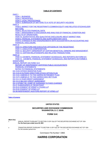 Thumbnail L3Harris Technologies 10-K Annual Report 2001