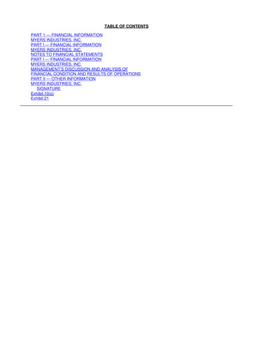Thumbnail Myers Industries 10-Q Quarterly Report FY 