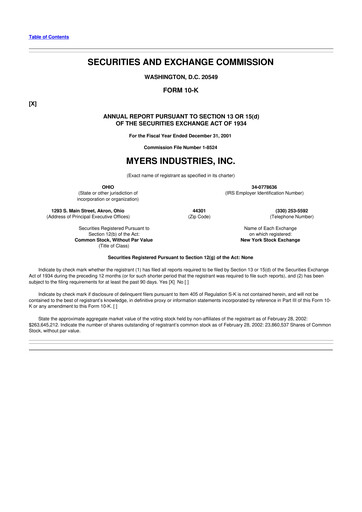 Thumbnail Myers Industries 10-K Annual Report 