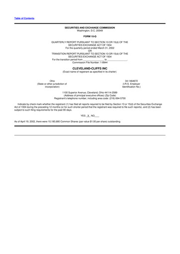 Thumbnail Cleveland-Cliffs 10-Q Quarterly Report FY 