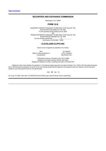 Thumbnail Cleveland-Cliffs 10-Q Quarterly Report FY 