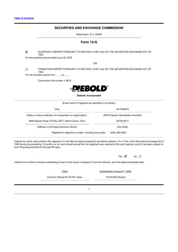Miniature Diebold Nixdorf
 10-Q Rapport trimestriel  
