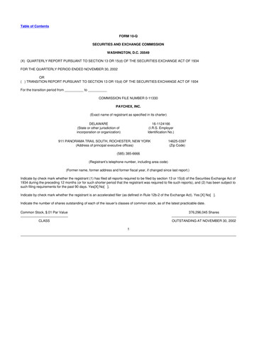 Thumbnail Paychex 10-Q Quarterly Report FY 