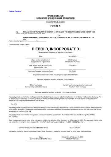 Miniature Diebold Nixdorf
 10-K Rapport annuel 