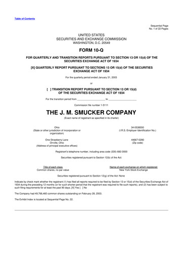 Thumbnail J.M. Smucker Company 10-Q Quarterly Report FY 