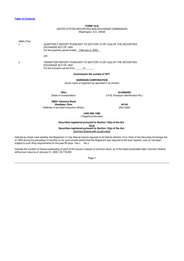 Thumbnail Nordson 10-Q Quarterly Report FY 
