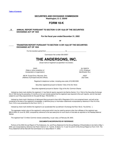 Thumbnail The Andersons, Inc. 10-K Annual Report 