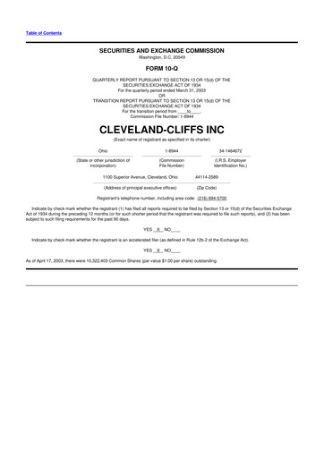 Thumbnail Cleveland-Cliffs 10-Q Quarterly Report FY 