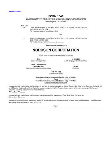 Thumbnail Nordson 10-Q Quarterly Report FY 