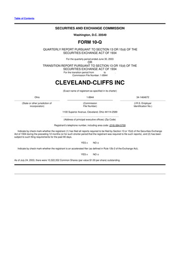 Thumbnail Cleveland-Cliffs 10-Q Quarterly Report FY 