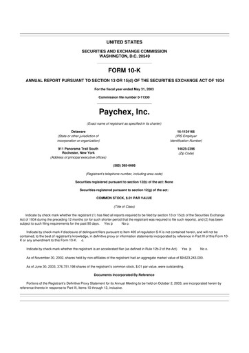 Thumbnail Paychex 10-K Annual Report 