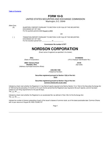 Thumbnail Nordson 10-Q Quarterly Report FY 