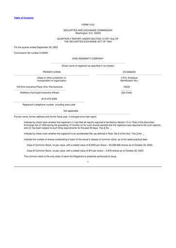 Thumbnail Erie Indemnity 10-Q Quarterly Report FY 