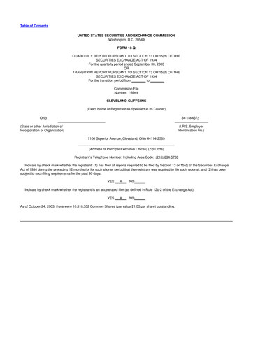Thumbnail Cleveland-Cliffs 10-Q Quarterly Report FY 