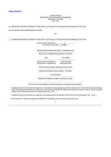 Thumbnail SITE Centers
 10-Q Quarterly Report FY 