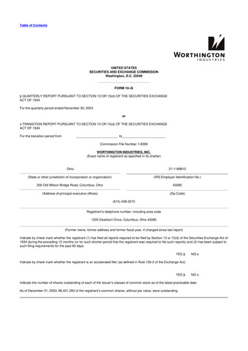 Miniature Worthington Enterprises 10-Q Rapport trimestriel  