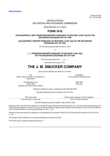 Thumbnail J.M. Smucker Company 10-Q Quarterly Report FY 