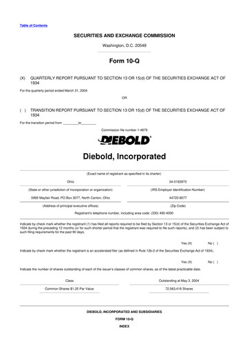 Miniature Diebold Nixdorf
 10-Q Rapport trimestriel  
