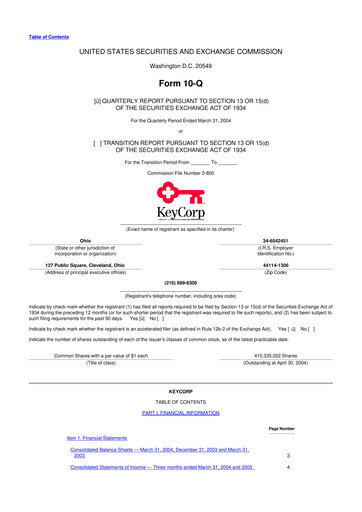 Thumbnail KeyCorp (KeyBank) 10-Q Quarterly Report FY 