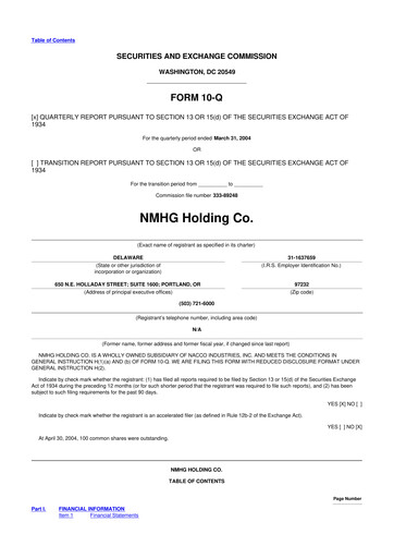 Thumbnail Hyster-Yale Materials Handling 10-Q Quarterly Report FY 