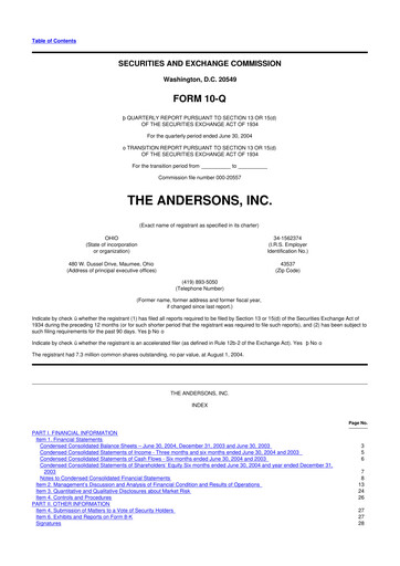 Vorschaubild The Andersons, Inc. 10-Q Quartalsbericht  