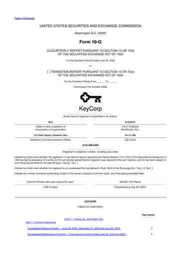 Thumbnail KeyCorp (KeyBank) 10-Q Quarterly Report FY 