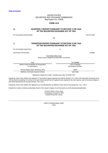 Thumbnail Civista Bancshares
 10-Q Quarterly Report FY 