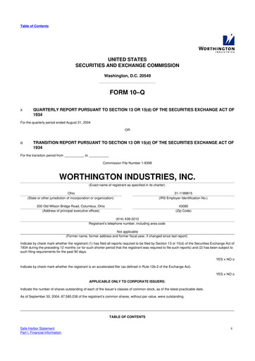 Miniature Worthington Enterprises 10-Q Rapport trimestriel  