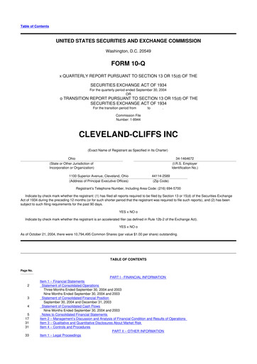 Thumbnail Cleveland-Cliffs 10-Q Quarterly Report FY 