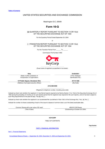 Thumbnail KeyCorp (KeyBank) 10-Q Quarterly Report FY 