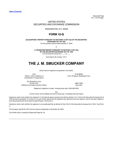 Thumbnail J.M. Smucker Company 10-Q Quarterly Report FY 