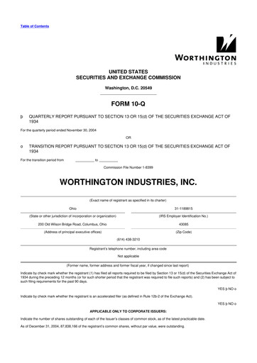 Miniature Worthington Enterprises 10-Q Rapport trimestriel  