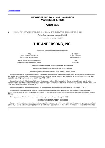 Vorschaubild The Andersons, Inc. 10-K Jahresbericht 