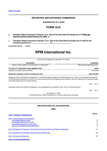 Thumbnail RPM International
 10-Q Quarterly Report FY 