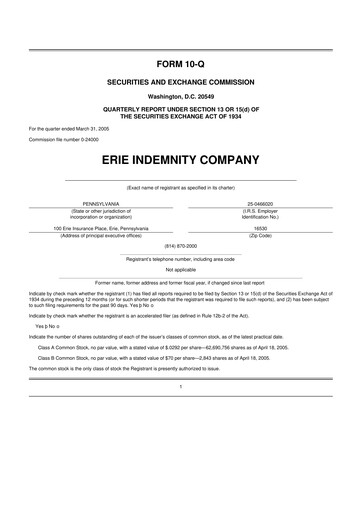 Thumbnail Erie Indemnity 10-Q Quarterly Report FY 