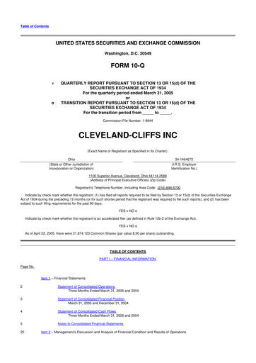 Thumbnail Cleveland-Cliffs 10-Q Quarterly Report FY 