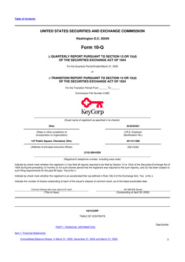 Thumbnail KeyCorp (KeyBank) 10-Q Quarterly Report FY 