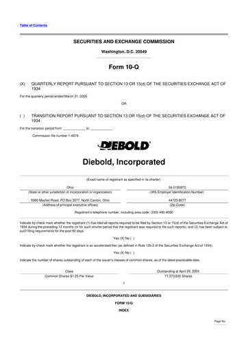 Miniature Diebold Nixdorf
 10-Q Rapport trimestriel  