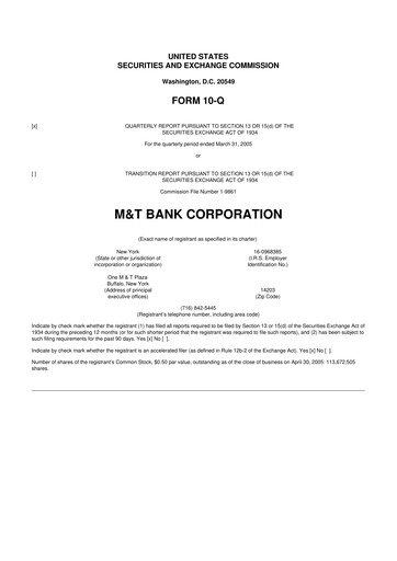 Thumbnail M&T Bank 10-Q Quarterly Report FY 